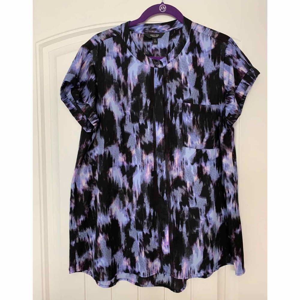 Simply Vera Wang Button Down Short Sleeve Blouse